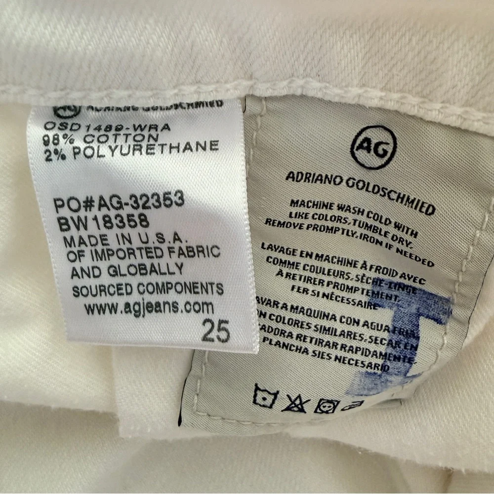 AG Adriano Goldschmied The Hailey Ex-Boyfriend Roll Up Short White Size 25 - Picture 6 of 7